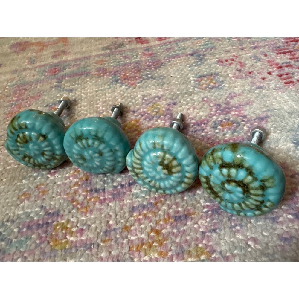 Ceramic Torquoise Color Sea Shell Knob Pulls